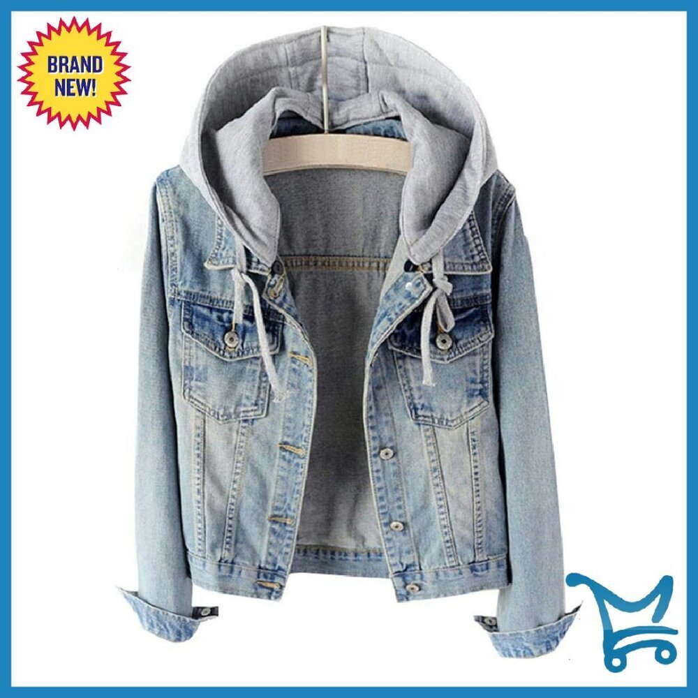 Detachable Hoodie Denim Jacket - Cotton Polyester Blend - Regular Fit
